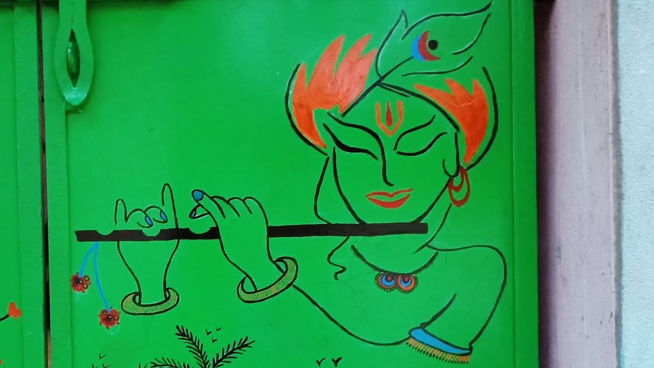 Shri Krishna wall art/ simple god art for beginner/art for puja room