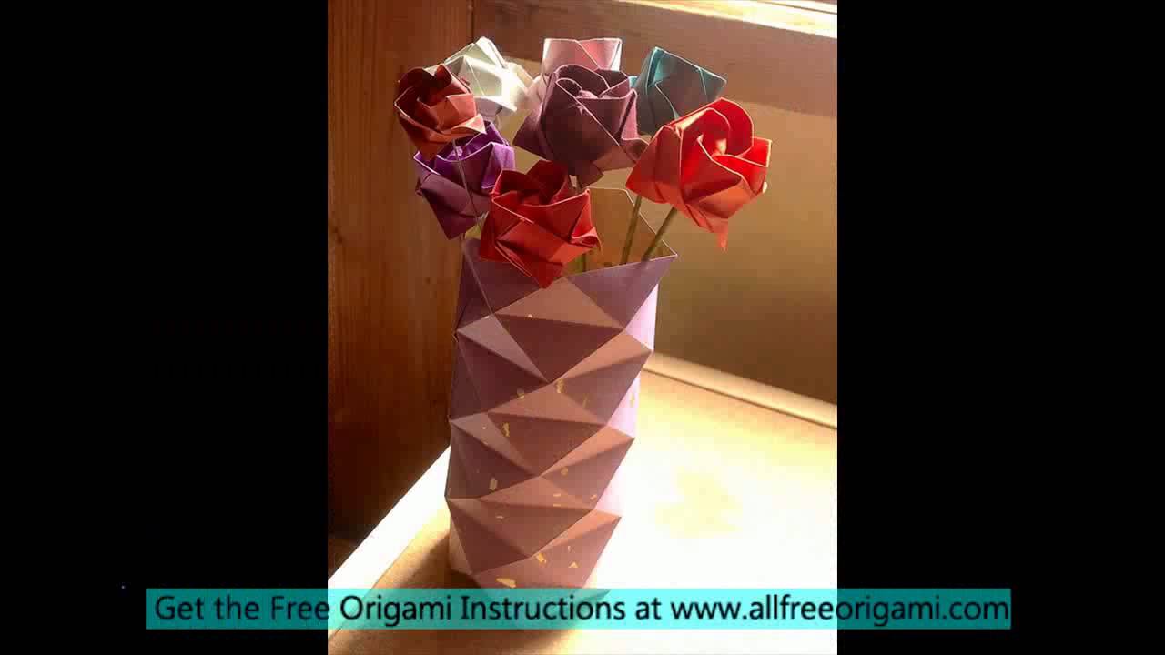 origami vase with flowers YouTube