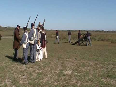 Mexican and US Infantry march and firing demo