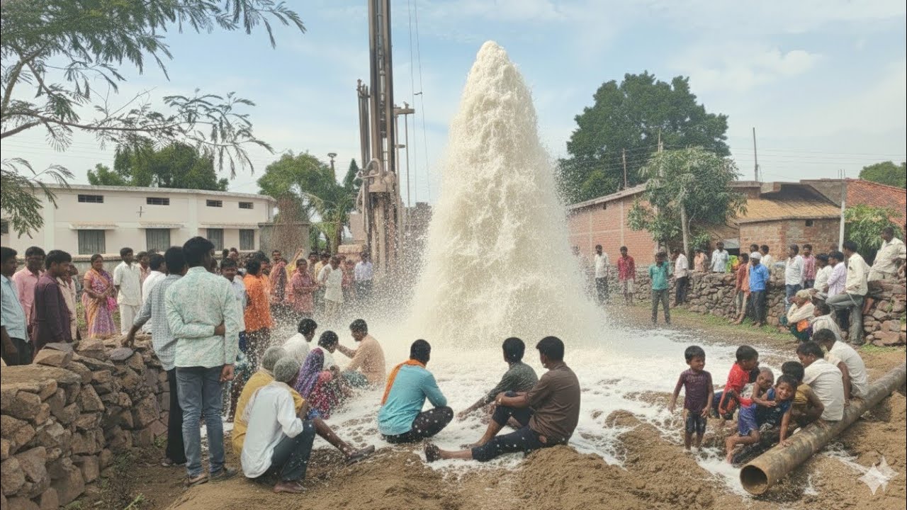 Borewell Drilling - 70 फीट पे खतरनाक पानी |! 20 HP मोटर Water Checking with Coconut Method 100% पानी