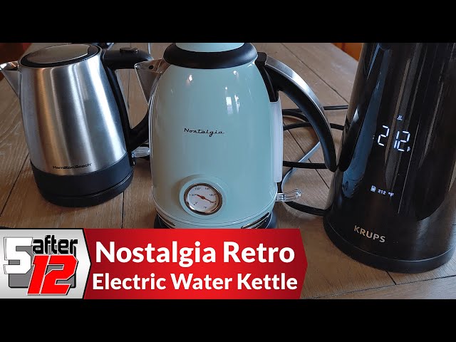 Nostalgia Wk17rr 1.7 Liter Stainless Steel Electric Water Kettle with Strix Thermostat Retro Red
