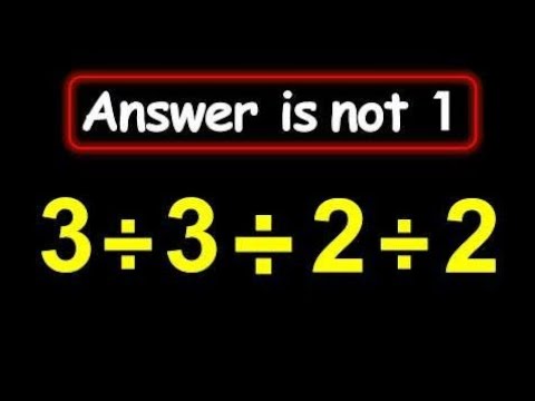 3 ÷ 3 ÷ 2 ÷ 2 = ? 🤯 The Answer Is NOT 1! | Viral Math Puzzle #bodmas #maths @shivamstudycentre0