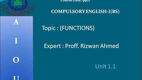 Compulsory English-1(9407, 1423) | Program 01 | Function | AIOU