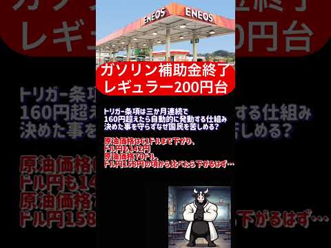 ガソリン補助金終了。リッター200円台時代のお知らせ#shorts