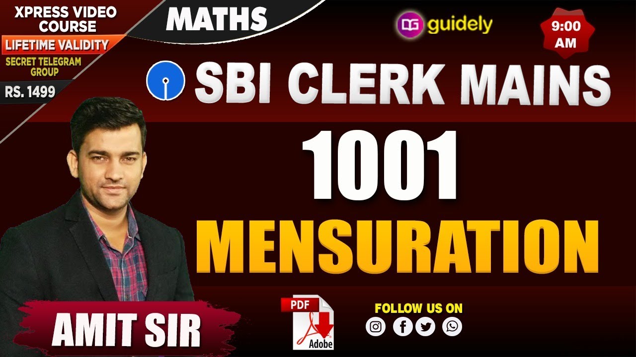 1001 Super  Questions  | Mensuration | Maths by Amit Sir | SBI Clerk Mains