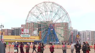 Thousands brave icy waters for annual New Year's Day Polar Bear Plunge in Coney Island