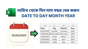 Excel Date থেকে Day, Month, Year আলাদা করুন সহজে | Excel Bangla Tutorial | Turn On Skill