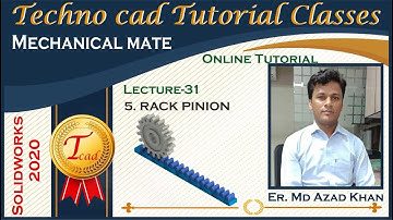 Lec-31 I Rack Pinion in Solidworks I By Er. Md Azad Khan I Autocad I Solidworks I AnsysI CNC I Staad