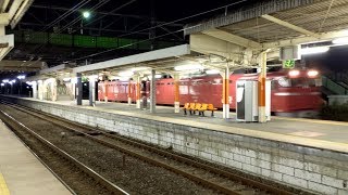 〔4K UHD/sp〕JR東日本+JR貨物・高崎線：神保原駅、「EH200形」牽引貨物列車→651系特急列車→EF81形+ED75形/「秋田車両センター(AT)入場配給」通過シーン。《配8759レ》