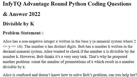 InfyTQ Advantage Round Python Coding Question - *Divisible By K* & Answer 2022 #infytq #infosys