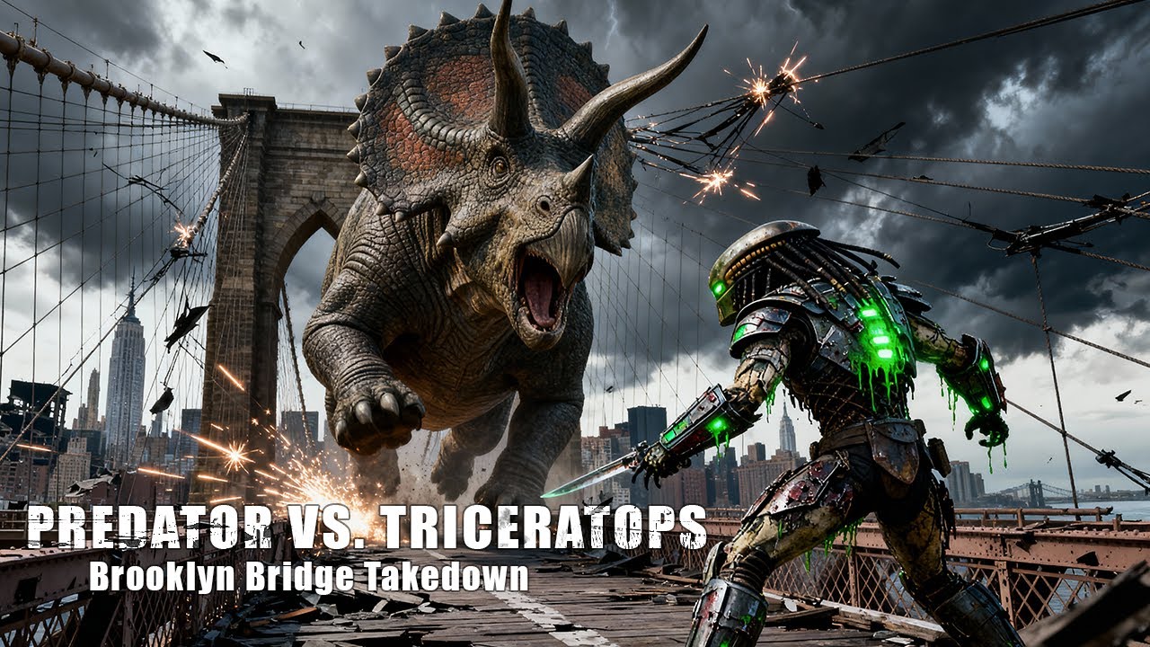 Predator vs. Triceratops: Turning the Brooklyn Bridge Itself into the Ultimate Dinosaur Weapon