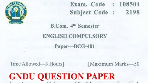 Gndu BCom 4th Semester English Compulsory Question Paper || Bcom 4th Semester English Question Paper