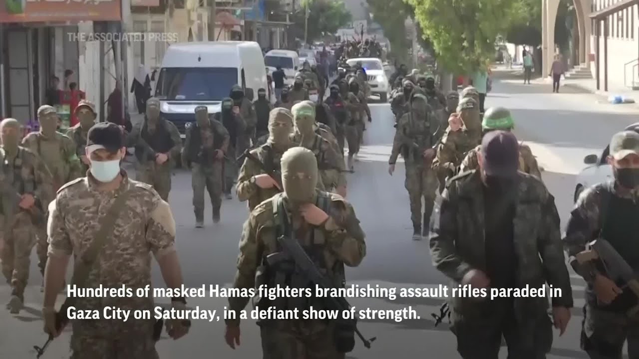 Hamas defiant with military parade, appearance of top leader