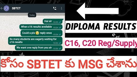 Ap Diploma Results update | I messaged to Sbtet officials for Results | c16 c20 Results date? | bsd