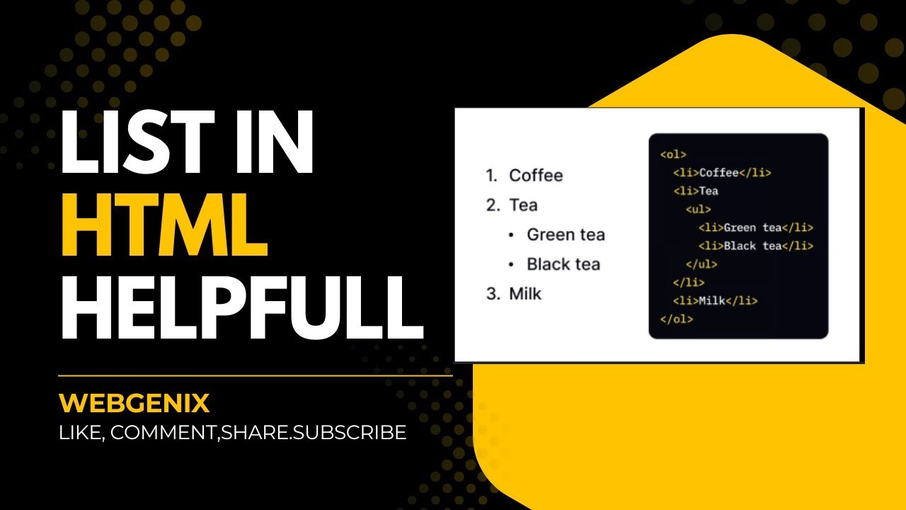HTML List Tags Tutorial with Examples | WebGenix - YouTube