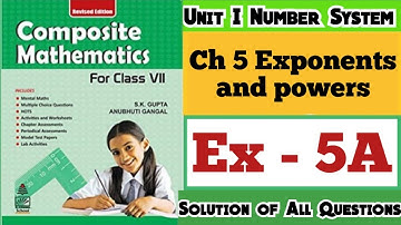 Composite Mathematics Class 7 | Chapt 5 Exercise 5A Exponents and powers | #Composite_maths_class7