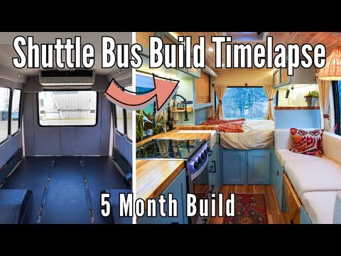 Amazing Full Shuttle Bus Build Timelapse Start to Finish! Ford E350 DIY Camper Conversion! #vanlife