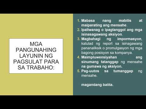 INTRODUKSIYON SA PAGSULAT PARA SA TRABAHO