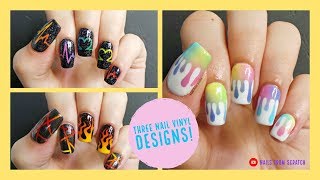 Three Easy Nail Vinyl Designs No Stamping