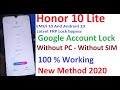 Huawei Honor 10 Lite HRY-AL00 Google Account FRP Lock Bypass 2020 Method