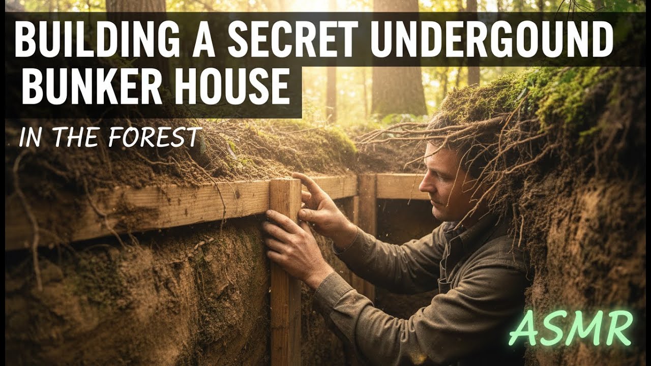 Building a Secret Underground Bunker House in the Forest | ASMR
