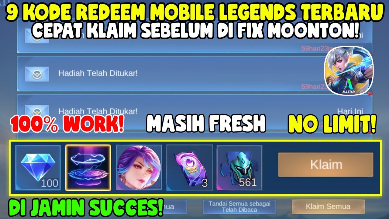 NEW 9 KODE REDEEM ML TERBARU KODE REDEEM MOBILE LEGENDS KODE REDEEM ML ...