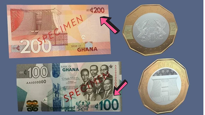 New 100 200 Ghana cedis note & 2 cedi coin 2019