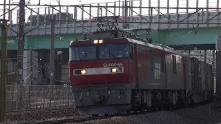 EH500-56牽引3083ﾚと前後の貨物列車　府中本町　2019/03/27