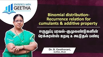 Binomial distribution  recurrence relation for cumulants, additive property