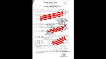 Mp Board Ardhvaarshik Pariksha Time Table 2025-26/11th To 12th/अर्धवार्षिक परीक्षा टाइम टेबल 2025-26