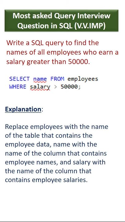 SQL Query Interview Questions - YouTube