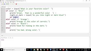 Ch 1 Video 20 if elif and else with strings