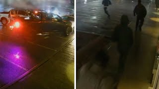 WATCH | Police chase down group of carjacking suspects through Toronto parking lot
