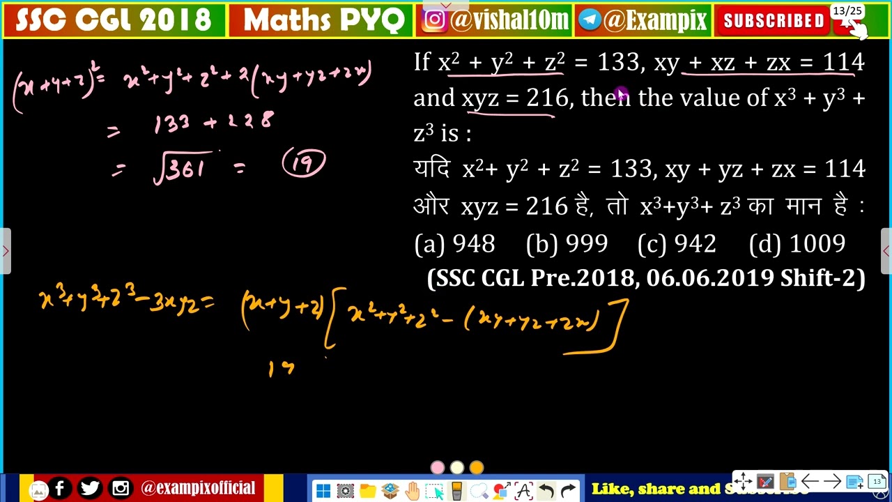 If x2 + y2 + z2 = 133, xy + yz + zx = 114 and xyz = 216, then the