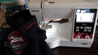Embroidering on a Hoodie Using Brother Disney PE550D Embroidery Machine Fonts!