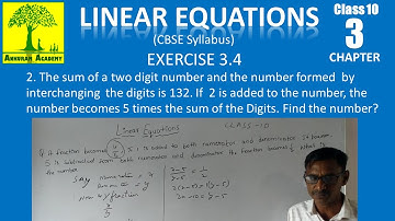 CLASS 10 Linear equations  Exercise - 3.4