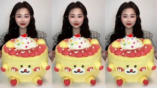 Asmr🍰Eating Custard Layer Cake🍰 (Soft And Waxy Sound) 크림丨먹방丨Mukbang丨Satisfying丨Eatingshow