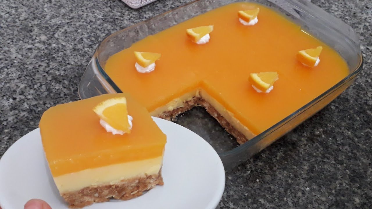 تحلية بالبرتقال بدون فرن بدون دقيق بأبسط المقادير والمذاق جد رااائع