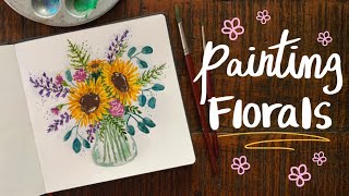 Fill a Sketchbook Page with Me #3  Watercolor Floral Bouquet