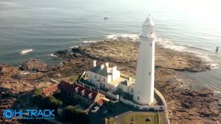St Marys Island Lighthouse Aerial video  Tynemouth