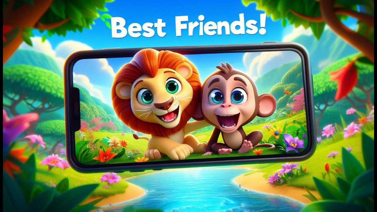 Lion & Monkey Fun Song 🦁🐒 | Friendship Song for Kids | Jungle Playtime Adventure