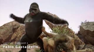 3d Creature Animation : A fight between Gorilla and Lion