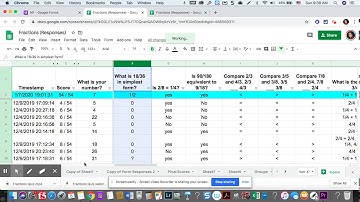Reviewing responses from a Google Form quiz using Sheets.