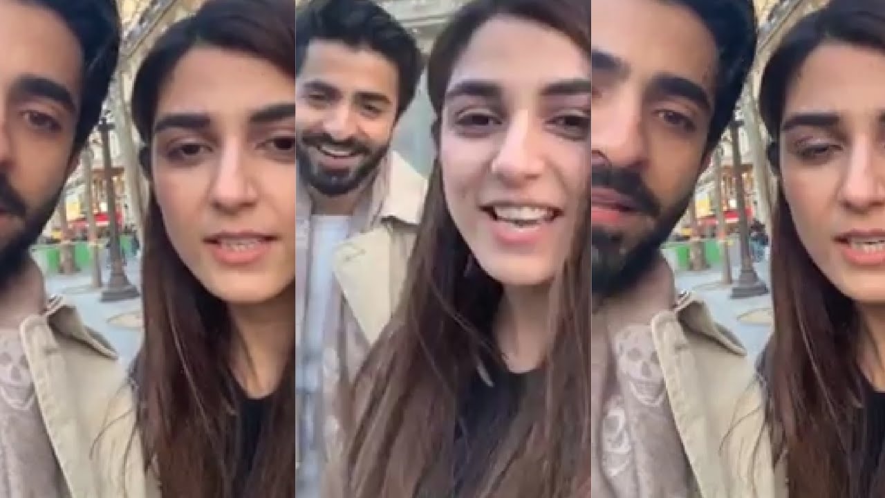 Maya ali and sheheryar munawar live chats video from Paris - YouTube