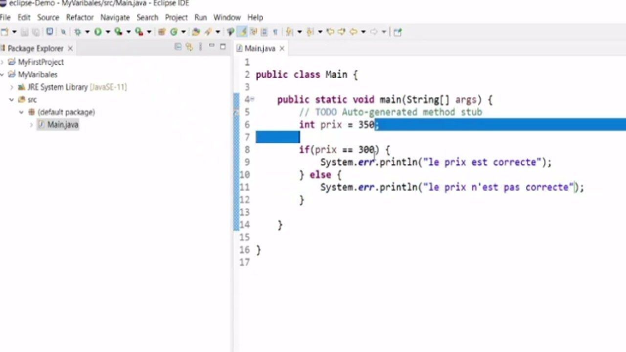 Introduction aux conditions avec le langage Java sur Eclipse - YouTube