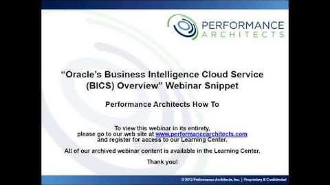 Oracle’s Business Intelligence Cloud Service (BICS) Overview Webinar Snippet