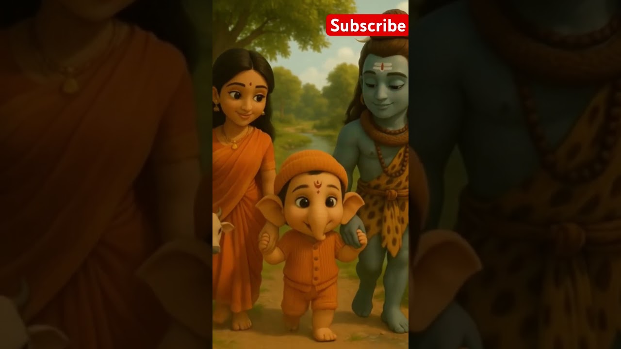 The Divine Family: Ganesha, Shiva & Parvati's Blissful Moments 🥰