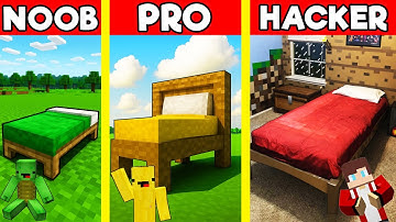 BED House Build Battle In Minecraft - NOOB VS PRO CHALLENGE - Maizen Mizen Mazien Parody