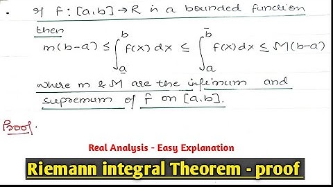 1. Riemann integral theorem proof in hindi | Real Analysis
