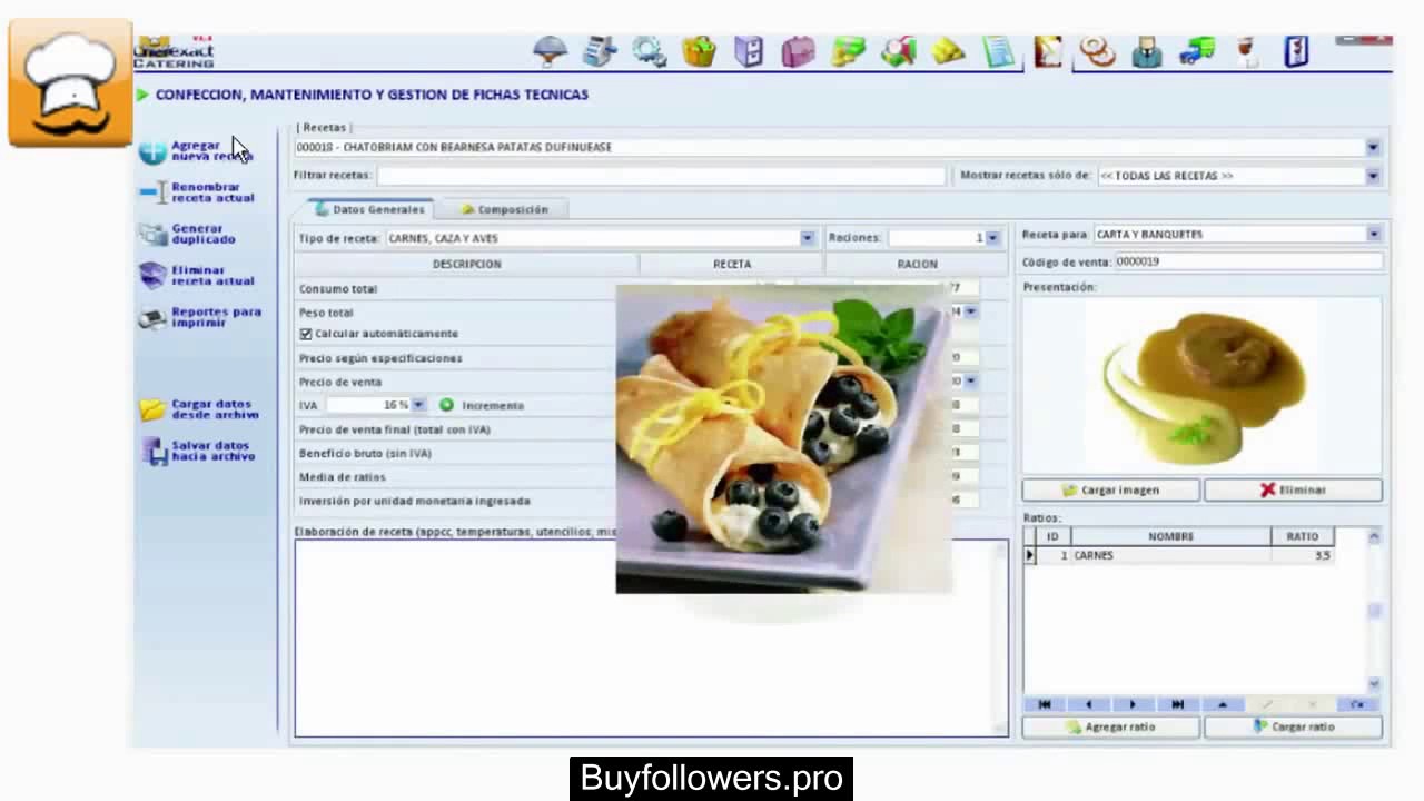 Software para catering, hosteleria ,menus , recetas , banquetes ,bodas, costos